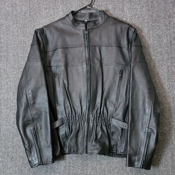 Vance Leathers Jacket Womens XL Black Motorcycle Biker Pebbled Leather Lined